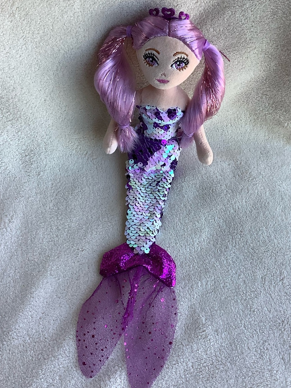 Ty Plush Mermaid Lorelei Stuffed Doll with Iridescent Purple Sequins #3